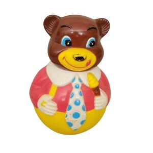 Vintage The First Years Tumbler Bear Toy Roly Poly Doll MCM